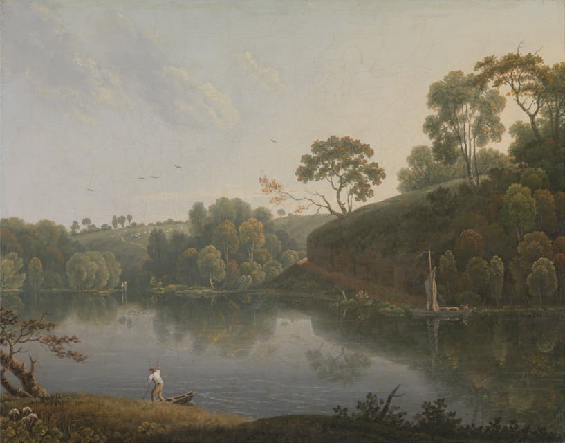 Thomas Wright - Landscape with a Lake and Boats