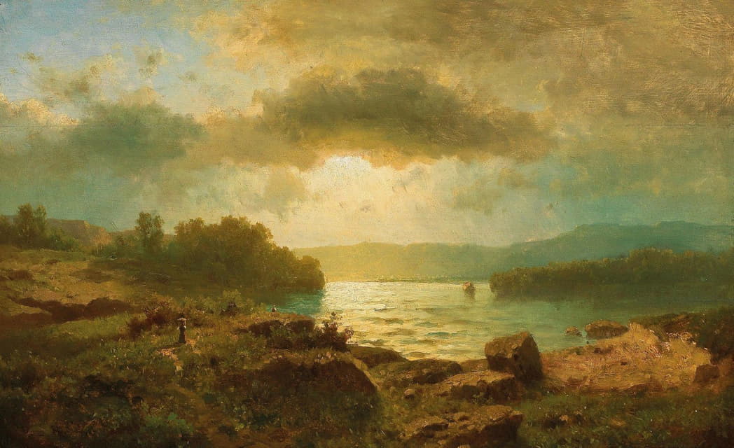 Adolf Chwala - Sunset on a Lake