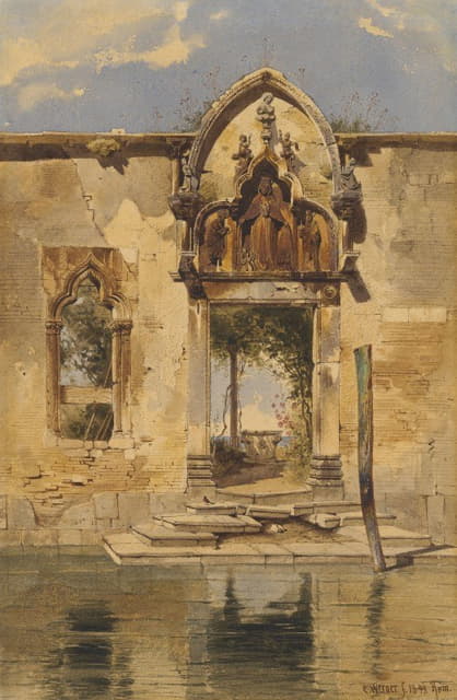 Carl Friedrich Heinrich Werner - The Portal of the Madonna della Misericordia from the Canal