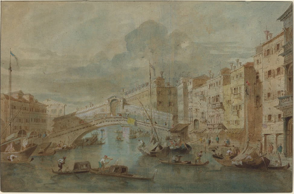 Francesco Guardi - View of the Rialto Bridge, Venice