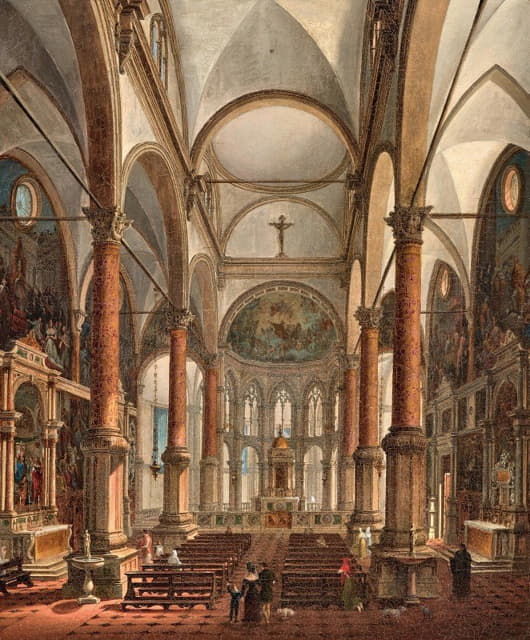 Giuseppe Borsato - Venice, interior of the Church of San Zaccaria