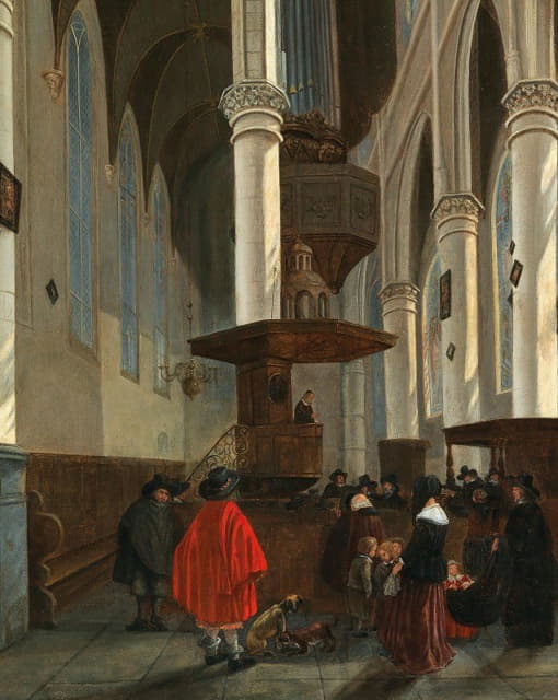 Hendrick Cornelisz. van Vliet - A church interior with a preacher in a pulpit