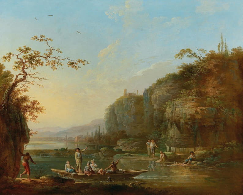 Jean Baptiste Claudot - River landscapes with figures
