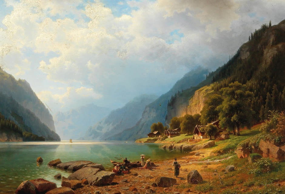 Johann Joseph Jansen - A Brewing Storm on Lake Brienz
