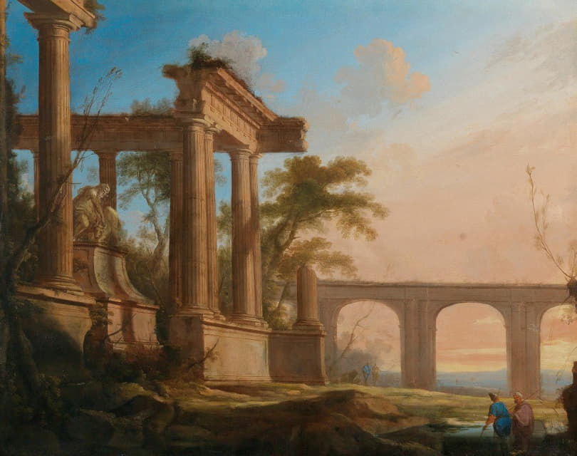 Pierre Antoine Patel - Landscape with ruins and an aqueduct