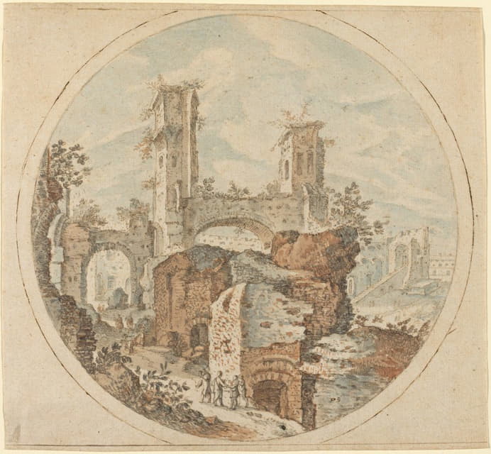 Pieter Stevens - Travellers among Roman Ruins