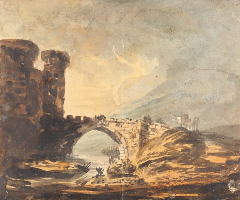 William Payne - Landscape with a Castle and Bridge