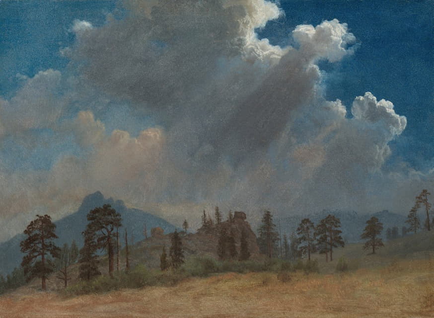 Albert Bierstadt - Fir Trees and Storm Clouds