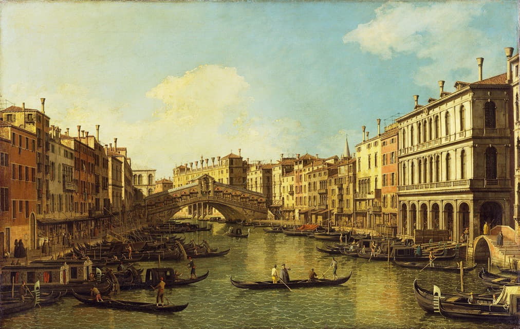 威尼斯，从Dolfin Manin宫到Rialto桥的大运河