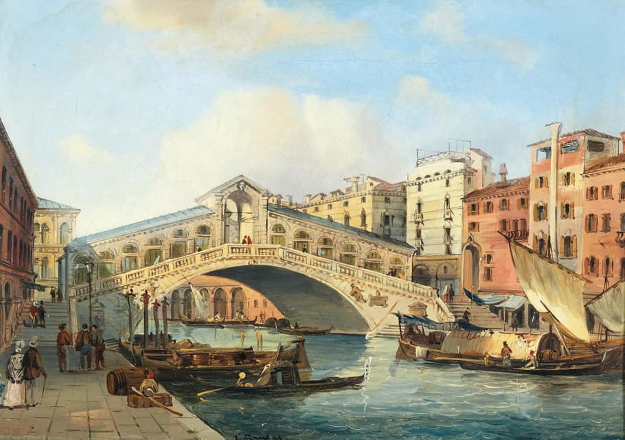 威尼斯，有里亚尔托大桥的大运河