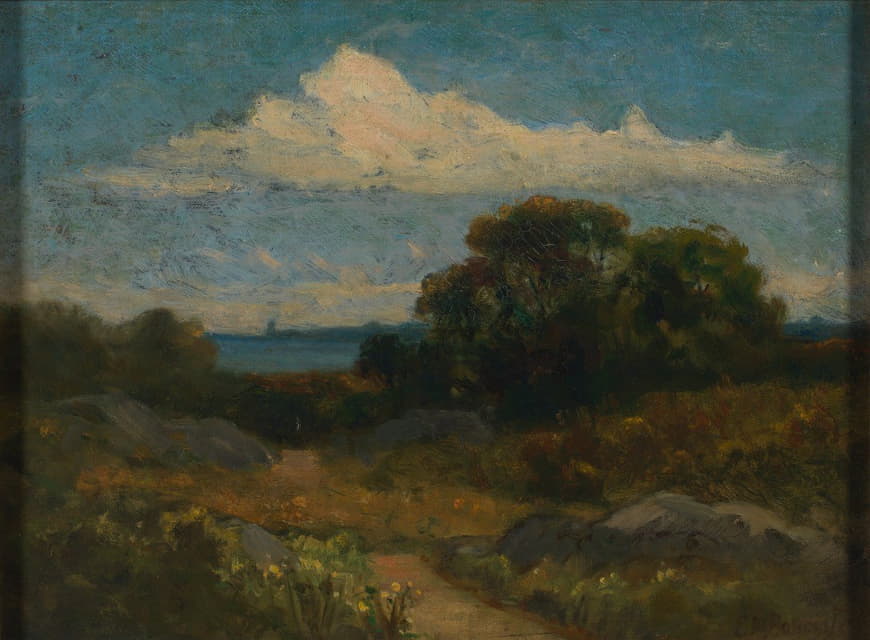 Edward Mitchell Bannister - Landscape (trees and rocks by lake)