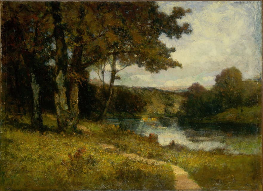 Edward Mitchell Bannister - Untitled (landscape, trees near river)