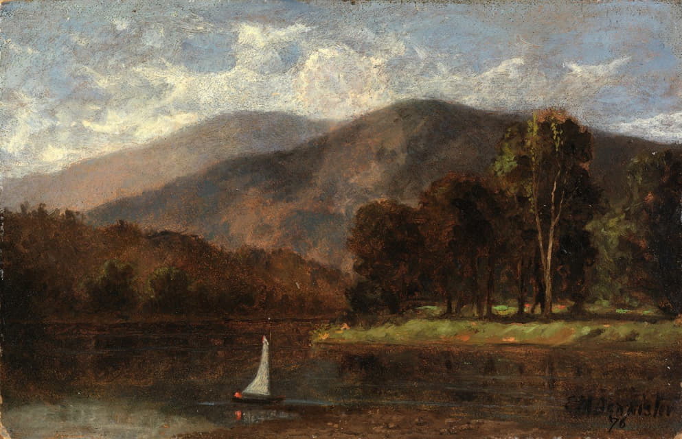 Edward Mitchell Bannister - Untitled (sailboat in river)