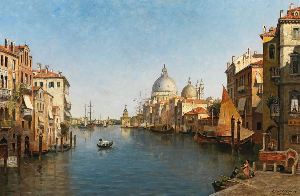 Ernst Stache - Venice, A view of the Grand Canal
