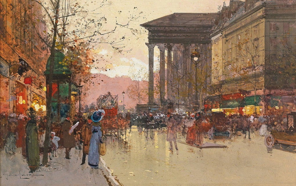 Eugène Galien-Laloue - Paris, The Boulevard de la Madeleine in the evening