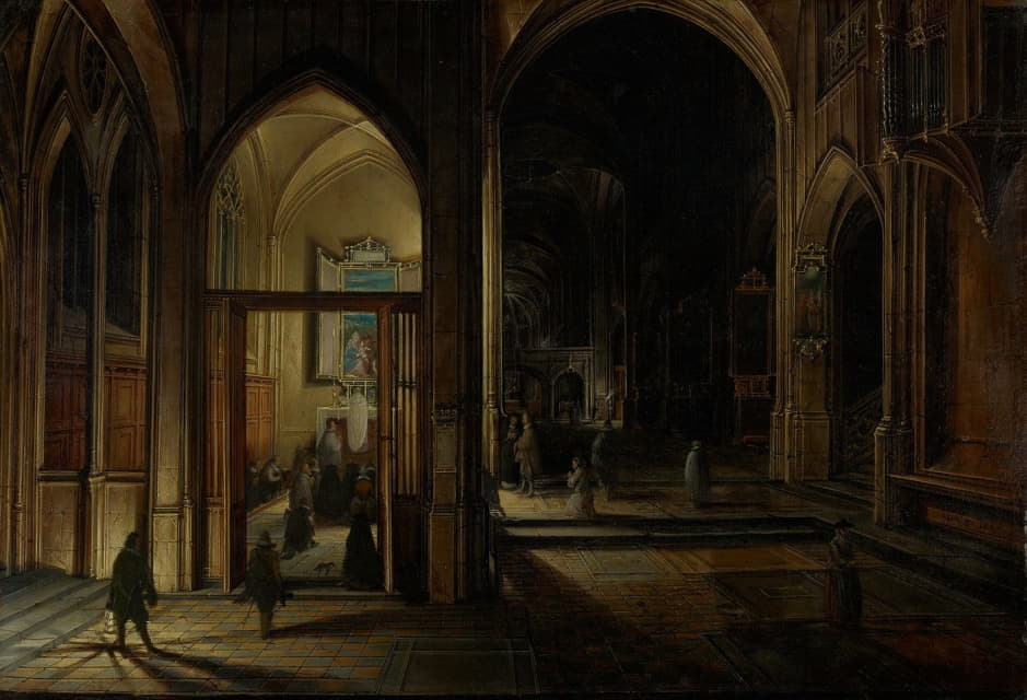 Hendrick van Steenwijck the Younger - Interior of a Gothic Church at Night