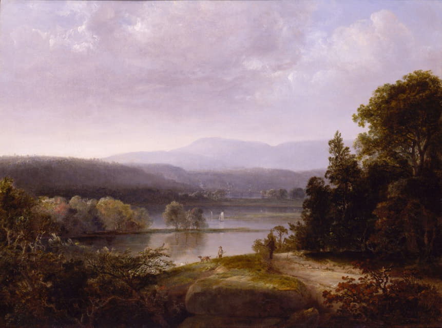 Thomas Doughty - River View with Hunters and Dogs