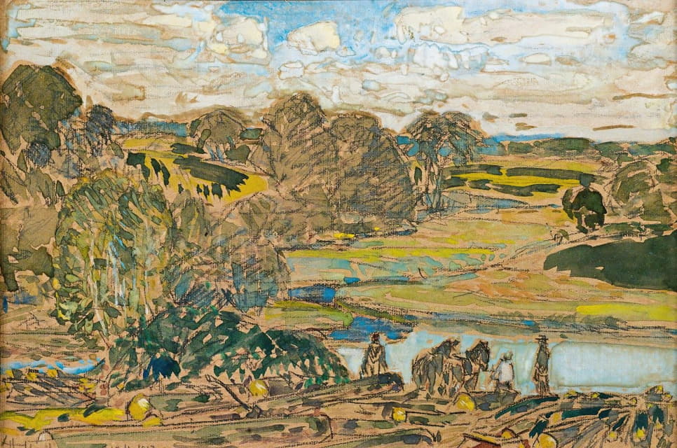 Childe Hassam - Extensive Landscape With River