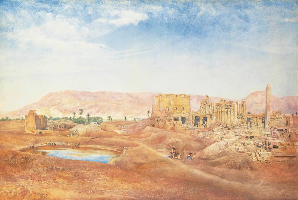 Henry Roderick Newman - View Of The Temple Of Karnak From The Sacred Lake