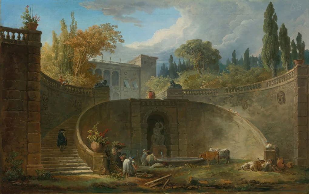 Hubert Robert - Villa Farnese With Gardens At Caprarola