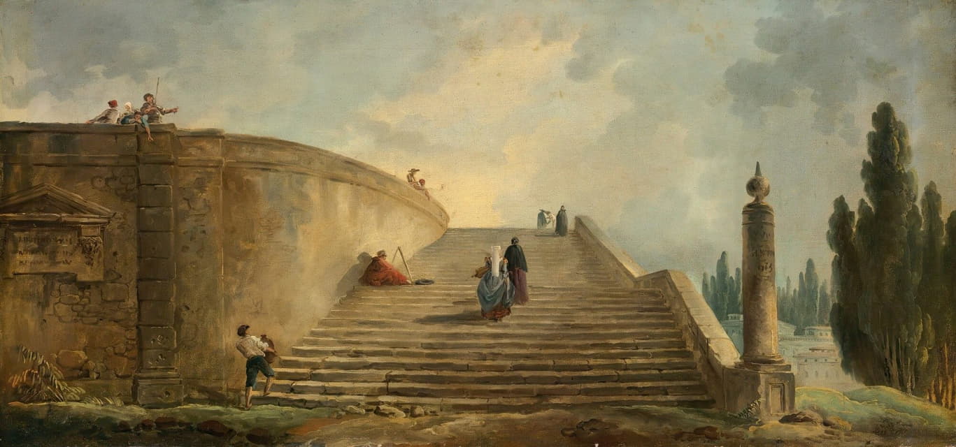 Hubert Robert - A Grand Staircase