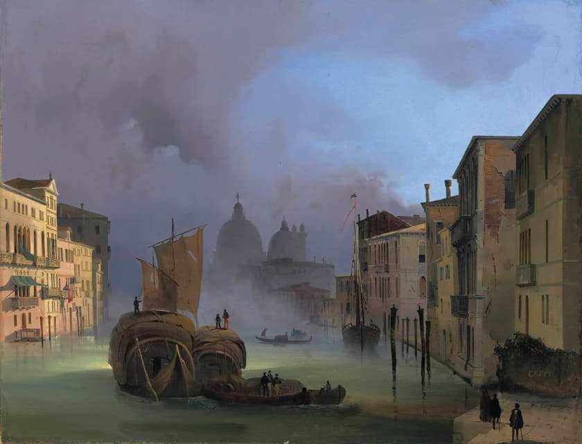 威尼斯大运河，从德尔阿卡米亚桥出发，向圣玛丽亚·德拉致敬