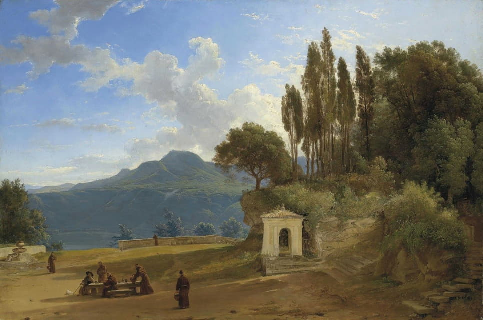 Pierre-Athanase Chauvin - Monks Before Lake Nemi, Italy