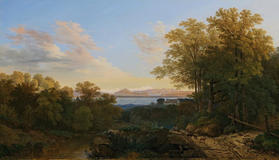 Wolfgang Adam Töpffer - View Of Lake Geneva And The Mont-Blanc Massif, From The Heights Of Chambésy, Behind The House Of The Empress Joséphine