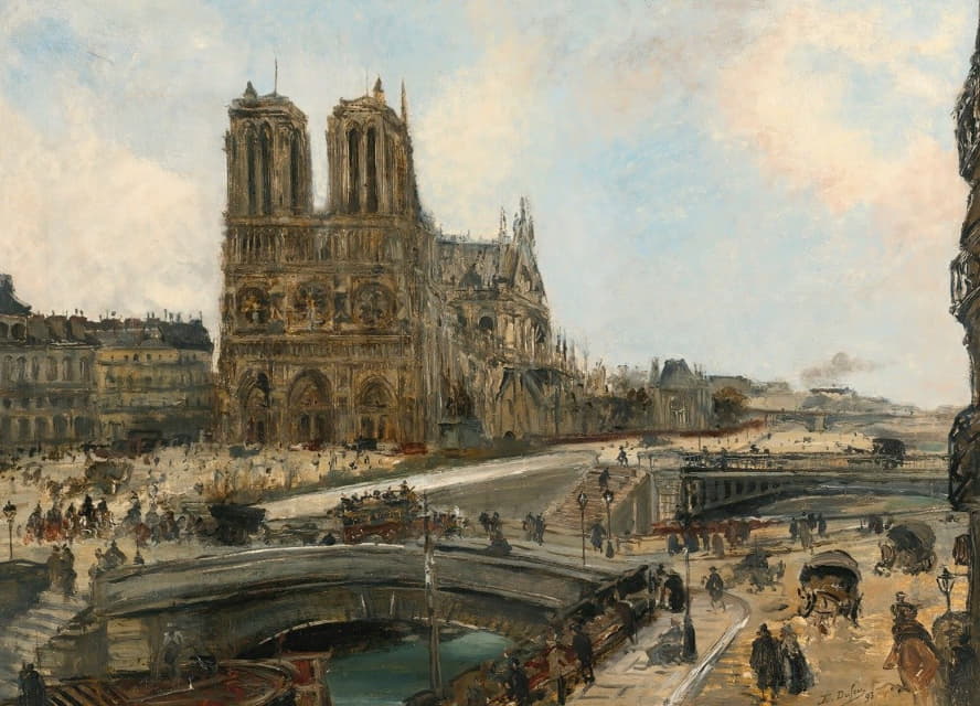 Édouard-Jacques Dufeu - View Of Paris With Notre Dame