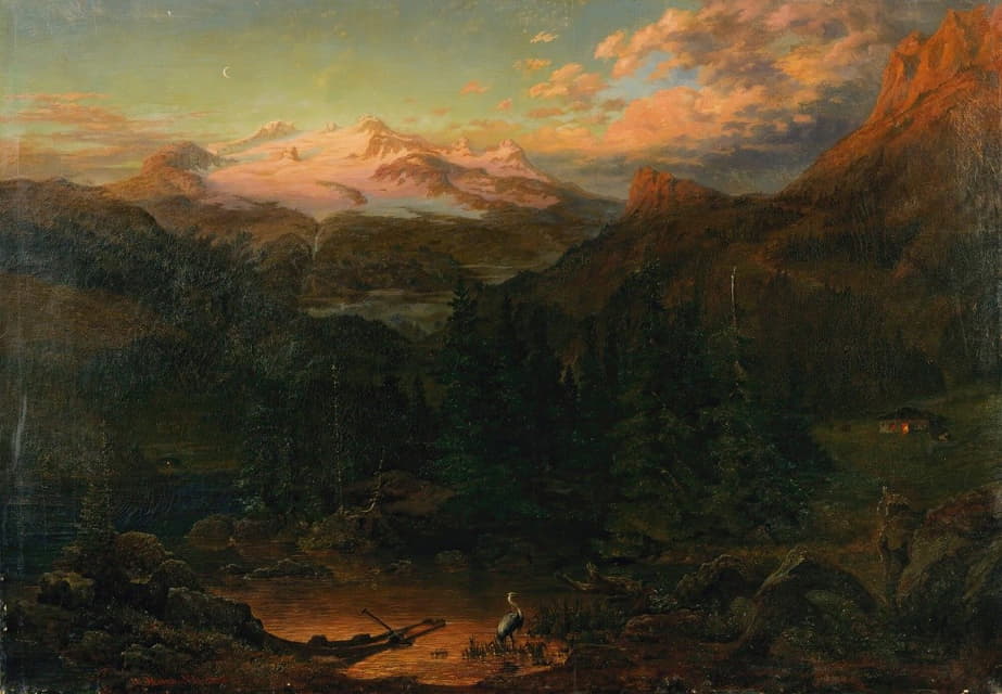 William Heine - Mountains In The Moonlight