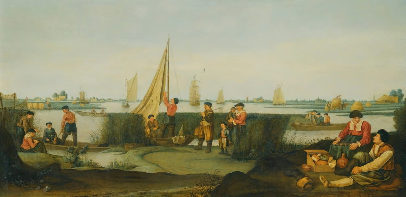 河口岸边的渔民