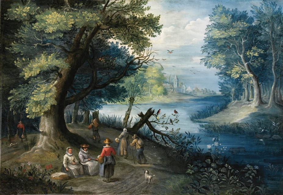 Balthasar Beschey - A River Landscape With Figures