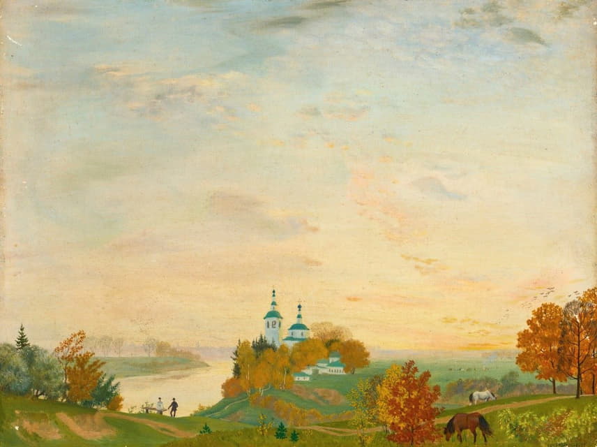 Boris Kustodiev - Above The River, Autumn