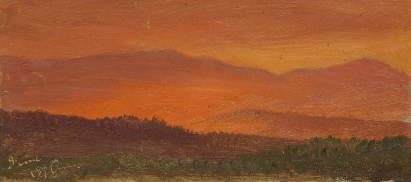 日落时的哈德逊山谷和遥远的山脉