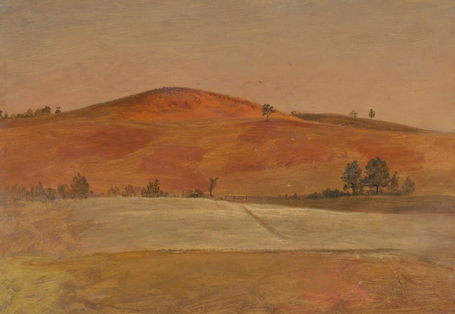 Frederic Edwin Church - Landscape with Low Hill and Fields