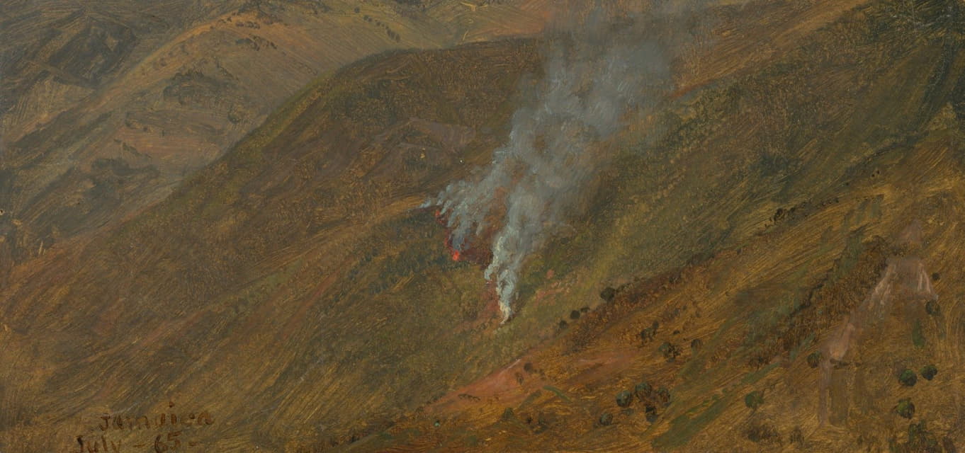 Frederic Edwin Church - Mountainside with brush-fire