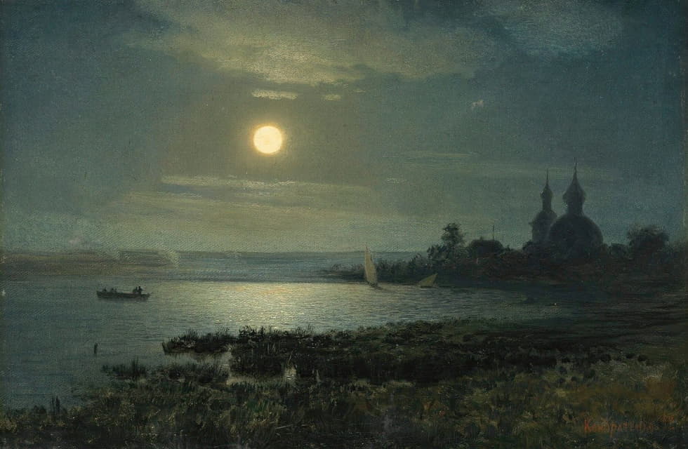Gavril Pavlovich Kondratenko - Moonrise Over The Lake