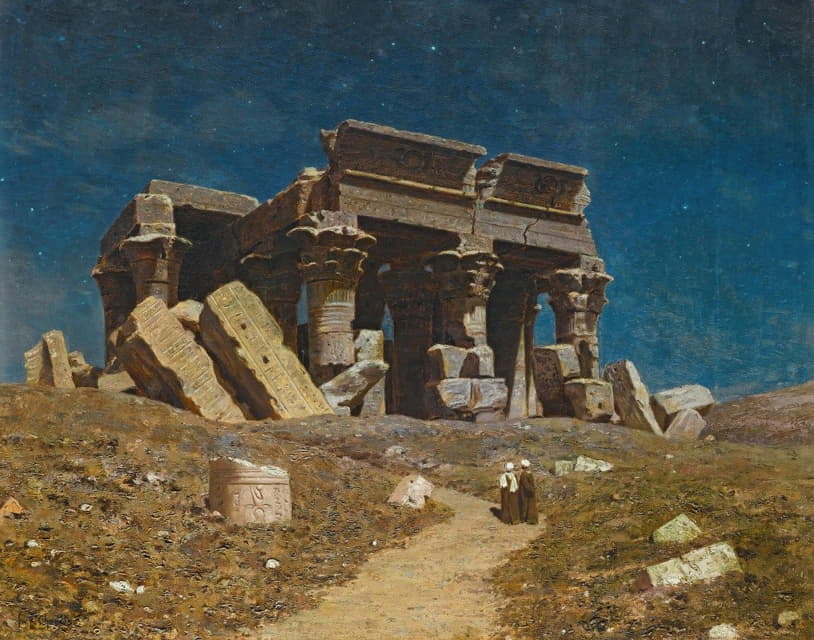 埃及Kom Ombo被毁坏的神庙