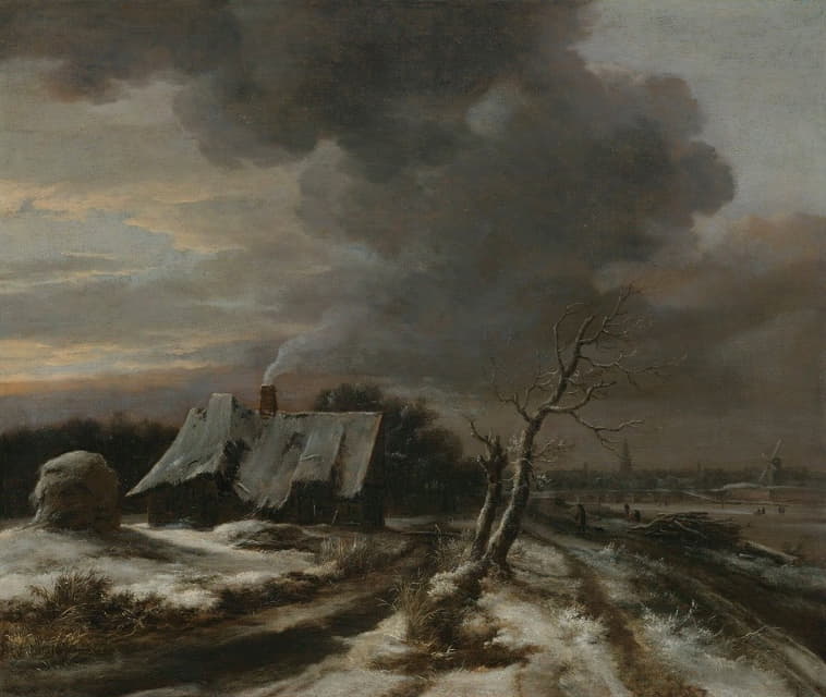 Jacob van Ruisdael - A Winter Landscape With A View Of The River Amstel And Amsterdam In The Distance