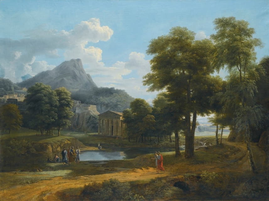 Jean-Victor Bertin - A Mountainous Landscape, With A View Of Pheneos And The Temple Of Minerva Caphyes