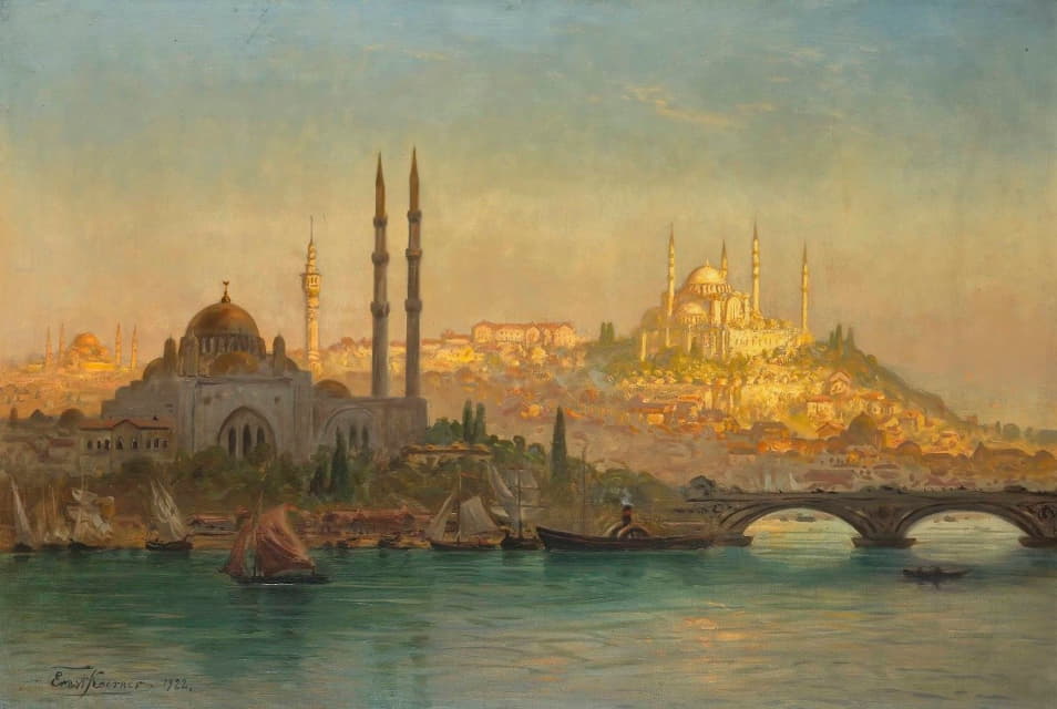 Ernest Karl Eugen Koerner - Istanbul, Valide and the Suleymaniye mosque