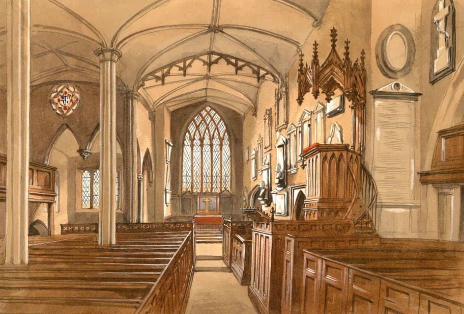 Allen Edward Everitt - Old Handsworth Church before its Restoration