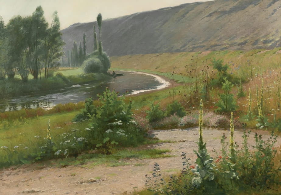 Alfred Renaudin - The river at Pagny la Blanche-Côte