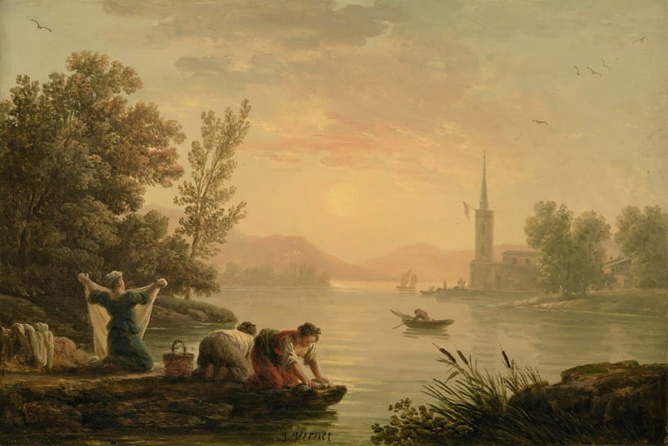 Claude-Joseph Vernet - Washerwomen near by a lake