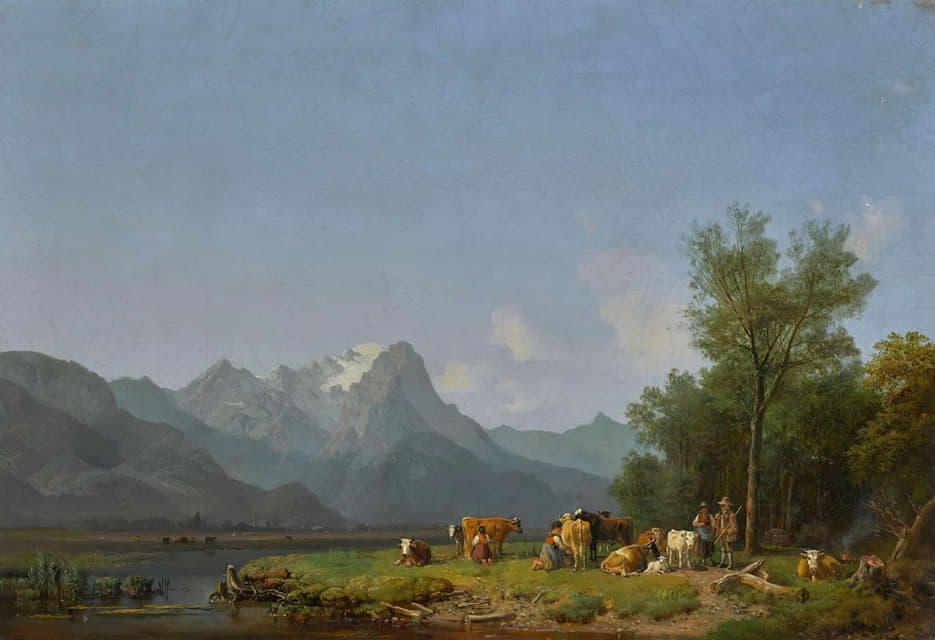 Heinrich Bürkel - Garmisch, The Wetterstein Mountains Beyond