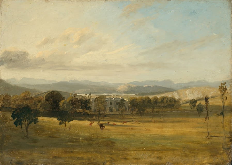 John Constable - Sketch of Leighton Hall, Lancashire, the hills of the Lake District beyond