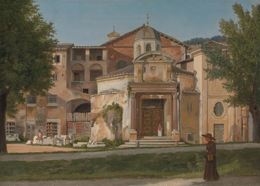 C.W. Eckersberg - A Section of the Via Sacra, Rome (The Church of Saints Cosmas and Damian)