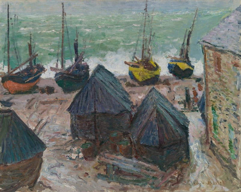 Claude Monet - Boats on the Beach at Étretat