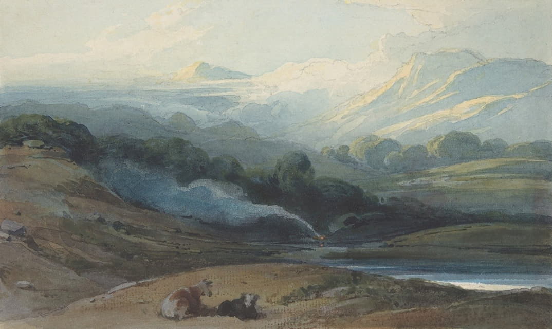 George Chinnery - Cattle Resting in a Mountainous Landscape