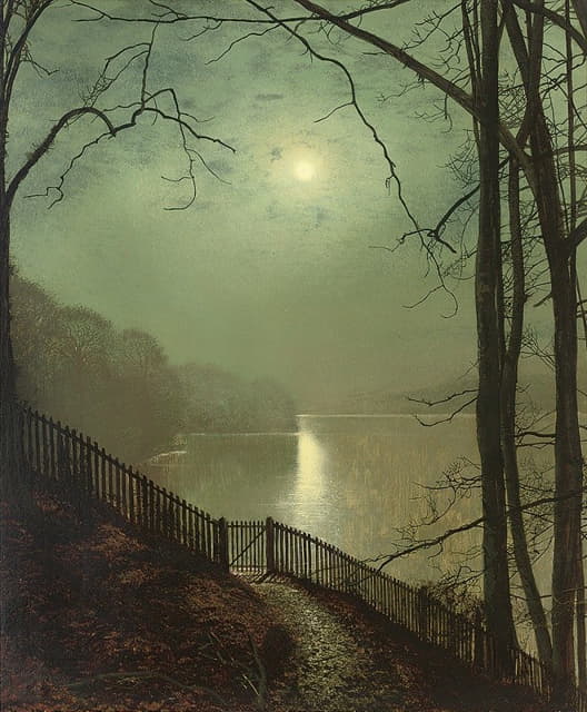 月光洒在湖面上，朗德海公园，利兹